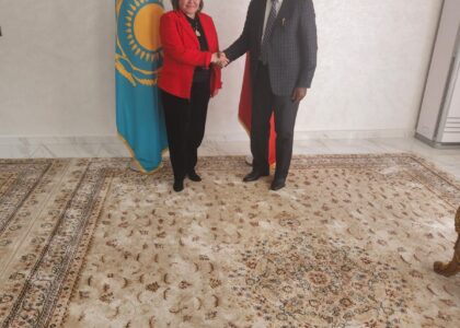 Ambassador Momodu Koroma, Ambassador to the Kingdom of Morocco with his counterpart, Ambassador of Kazakhstan